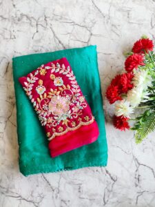 Crushed georgette saree