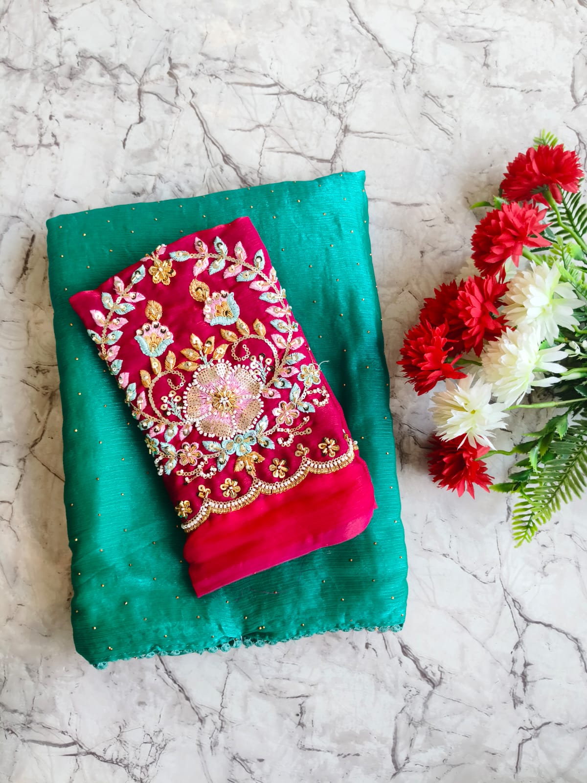 Crushed georgette saree